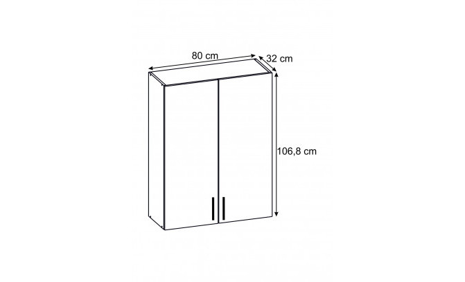 PAKALPOTĀ VIRTUVES KABINETS UHO 80/2 BELLA GRAPHITE SUPER MAT